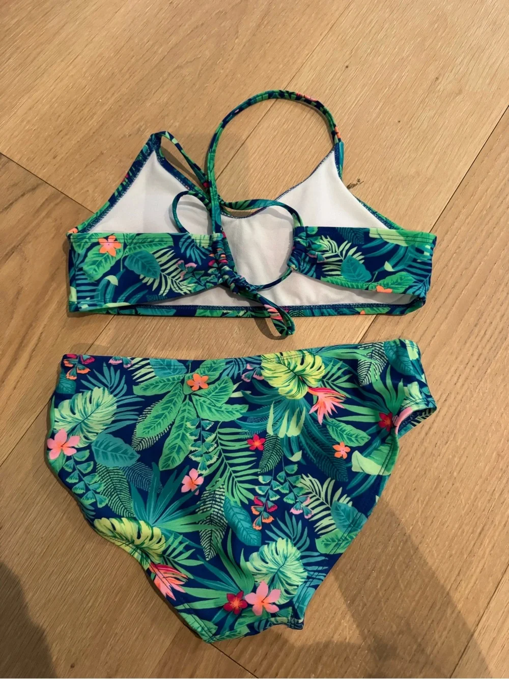 Target Art Class Girls Tropical Leaf Two-Piece Swim Set - Blue/Green